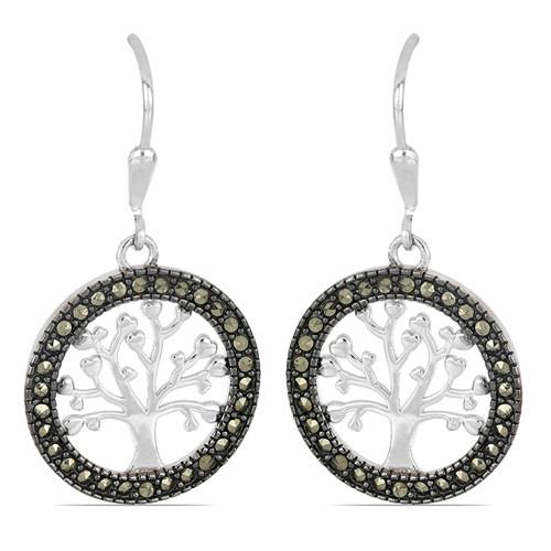 BUY STERLING SILVER AUSTRIAN MARCASITE GEMSTONE TREE EARRINGS